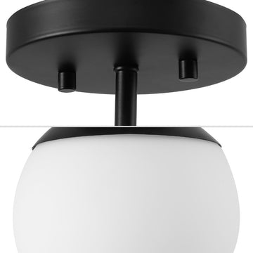 Marcel Bistro 7.75" Bohemian Farmhouse Iron/Frosted Glass LED Semi Flush Mount - JONATHAN Y